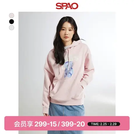 SPAO韩国同款秋冬女士简约时尚印花连帽长袖卫衣SPMHE11G80商品大图