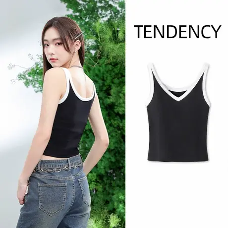 KWV真维斯黑色吊带背心夏女外穿2025新款无袖上衣女高级感内搭商品大图