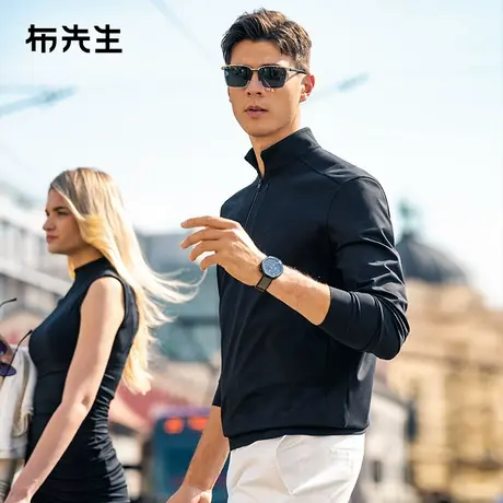 MrBu布先生半拉链立领长袖t恤2025春季简约胸袋运动风上衣BT15373图片