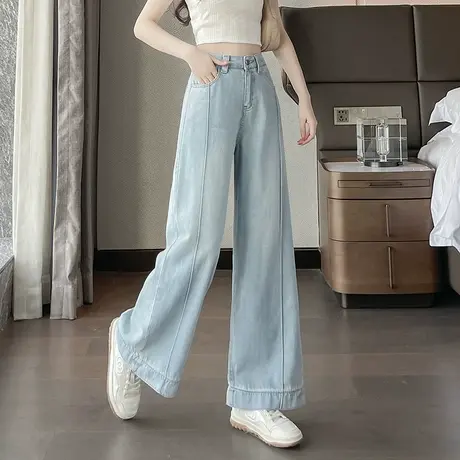 时尚气质夏季简约薄款百搭牛仔裤女士2025年夏日新品休闲气质裤子商品大图