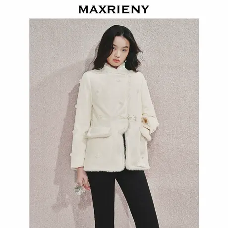 MAXRIENY贵雅新中式羽绒服复古盘扣设计24冬款手工刺绣保暖外套女图片