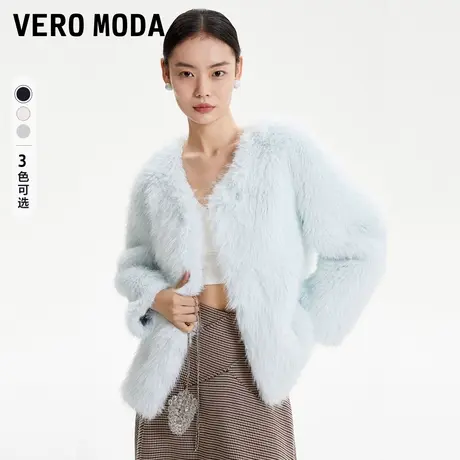 Vero Moda奥莱外套女秋冬新款优雅气质仿皮草长毛长袖上衣百搭商品大图