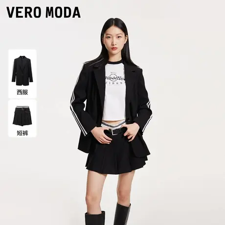 Vero Moda奥莱西装外套女春秋新款时尚学院风宽松撞色条纹上衣商品大图