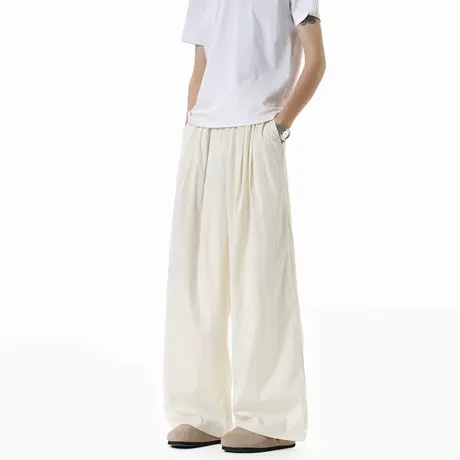 冰丝棉麻裤子男士夏季薄款2025新款直筒透气速干亚麻休闲长裤阔腿商品大图