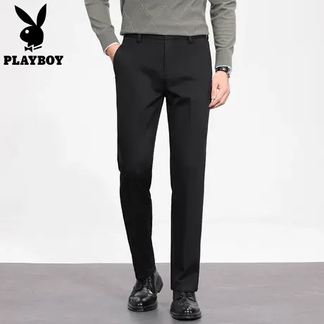 【380克梭织】花花公子宽松直筒商务休闲裤男款高级西裤厚款春季图片