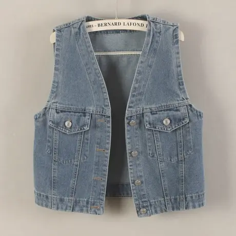 牛仔马甲女背心短款2025春秋新款无袖休闲小外搭修身V领百搭坎肩商品大图