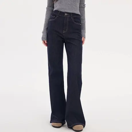 尔给牛仔裤高腰烟管显瘦辣妹直筒裤子商品大图