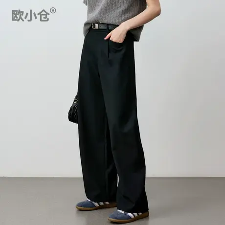 欧小仓 奶茶系列 通勤西装裤 ins博主香蕉裤 梨型友好超模阔腿裤商品大图
