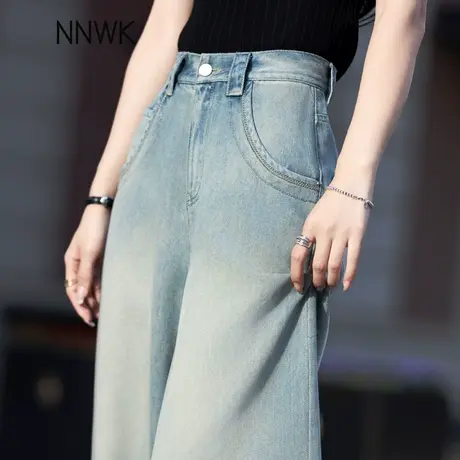 复古阔腿牛仔裤女夏天薄款宽松冰丝裤子2025年新款时尚潮流天丝裤商品大图