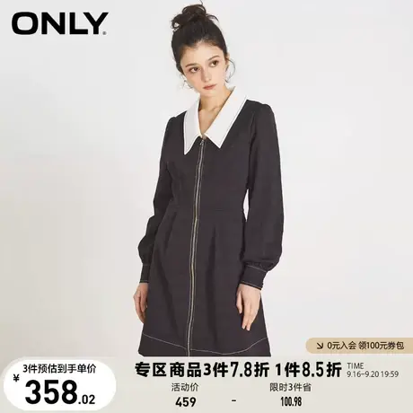 ONLY奥莱2023夏季新款气质百搭小黑裙收腰短款连衣裙女图片