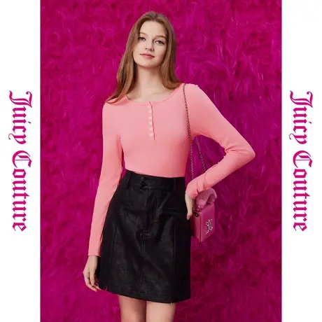 Juicy Couture橘滋春夏新款元气半裙舒适百搭修身亨利领内搭T恤女图片