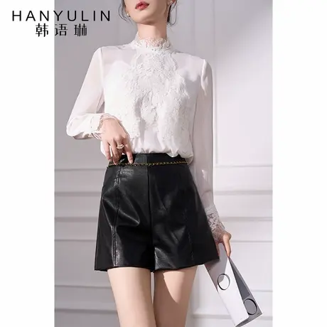 韩语琳法式衬衫女高级感2025新款春秋款千金风气质蕾丝雪纺衫上衣商品大图