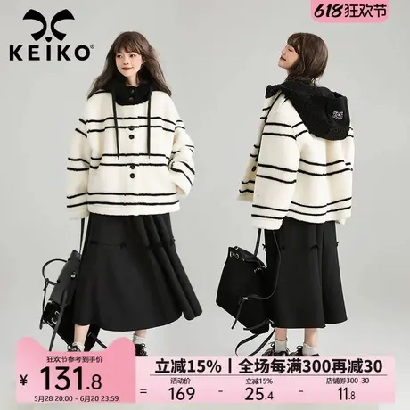KEIKO [皮毛一体]复合羊羔毛绒棉服女24冬季环保皮草保暖外套棉袄图片