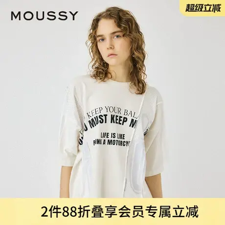MOUSSY 夏季运动感拼接面料篮球少女T恤女010HS890-0460图片