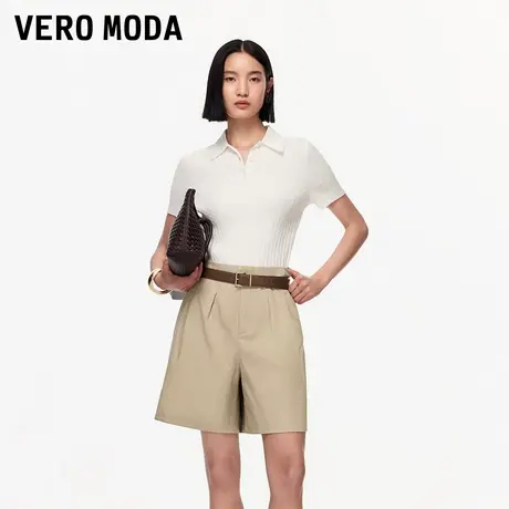 Vero Moda短裤2025秋季新款含棉立体捏褶显瘦宽松直筒裤325315002商品大图