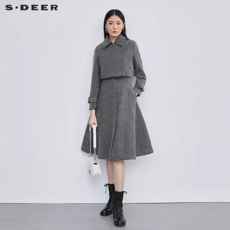 【直播间专属】sdeer圣迪奥小香风翻领肌理毛呢套装S224Z1410图片