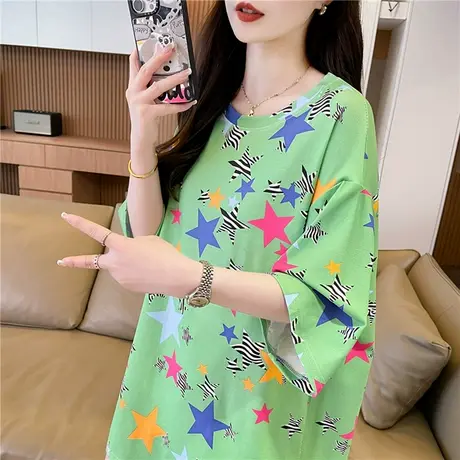 欧货大版T恤 女装欧洲站短袖夏2025新款中长款洋气体下装消失图片