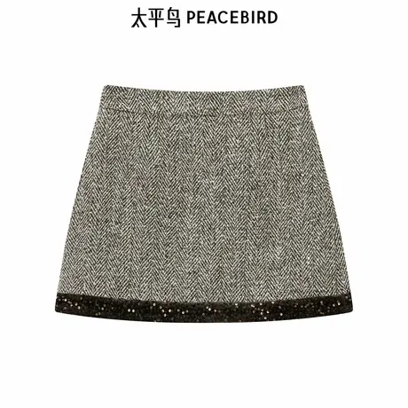 【来了就好】太平鸟女装年亮片拼接半裙A1GEE3535商品大图