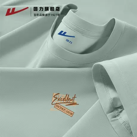 回力冰丝凉感珠地男士短袖T恤灰绿色百搭简约潮牌运动健身速干衣S图片