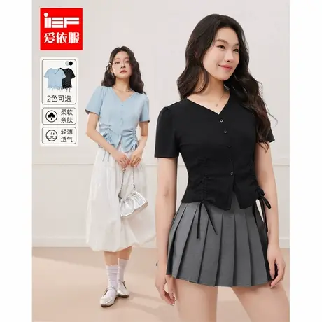 IEF/爱依服2025夏新款微胖时尚大码女装韩版通勤百搭显瘦短袖T恤商品大图