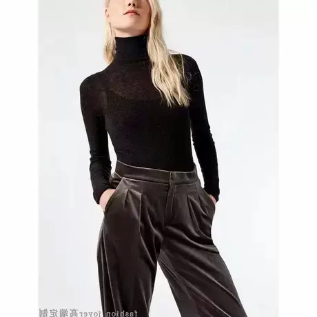 高领超薄打底衫女秋冬紧身羊毛绒衫百搭毛衣薄款羊毛针织打底衫图片