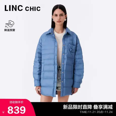 LINC金羽杰中长款轻薄羽绒服女2023新款简约松弛感外套Y23803027图片