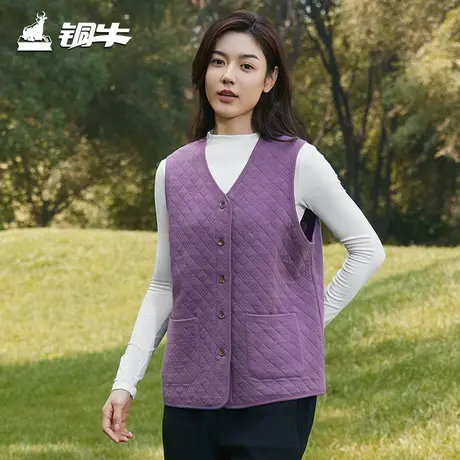 铜牛菱形环提花暖棉家居女马甲 2024秋冬新款上衣女VS343图片