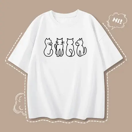 纯棉短袖t恤女夏季2025新款爆款小众设计感宽松大码圆领体恤上衣商品大图