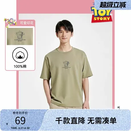 【迪士尼系列】热风男士短袖T恤上衣2025年夏季新款印花情侣短T商品大图