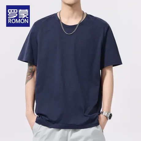 罗蒙男士短袖T恤夏季薄款2025新款宽松潮牌美式半袖体恤打底衫男图片