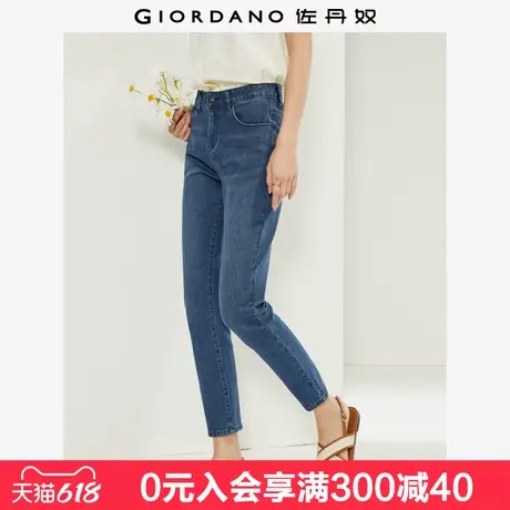 佐丹奴牛仔裤女新款猫须磨白修身中腰微弹牛仔窄款法棍裤13413212商品大图