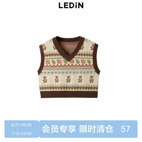 乐町秋冬设计感花版费尔岛背心马甲女C2EFD4426图片