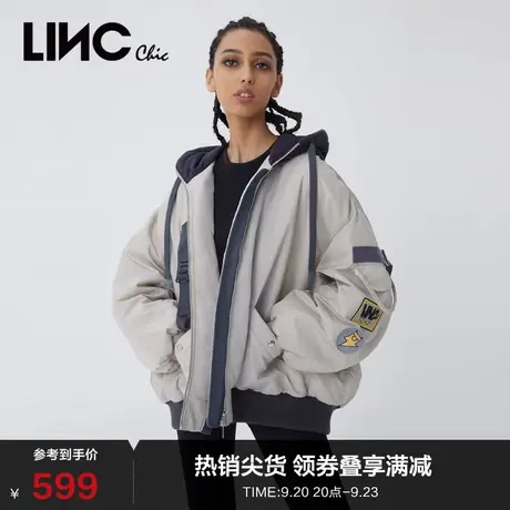 LINCCHIC金羽杰羽绒服女飞行员夹克短款羽绒服女冬外套Y21602139图片