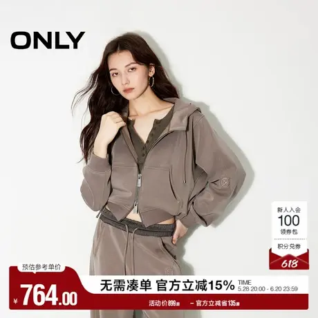 ONLY奥莱2025夏季新款休闲高级感宽松短款开衫连帽卫衣女商品大图