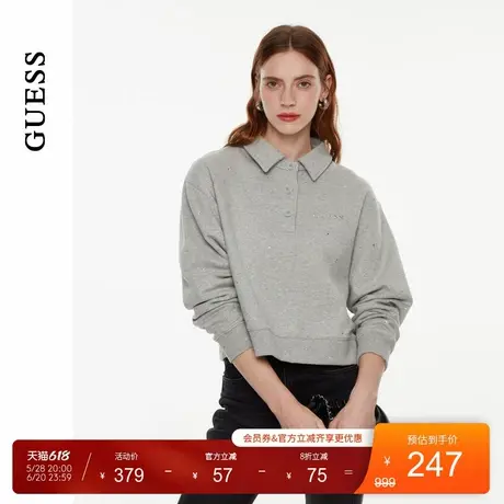 GUESS 女士满天星镶钻polo领长袖卫衣-W4PP82K2Q45商品大图