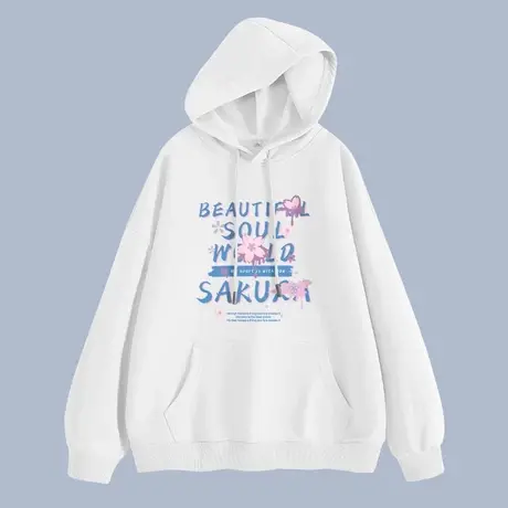 白色连帽卫衣女2024新款爆款春秋季薄款大码女装慵懒风女士上衣服商品大图