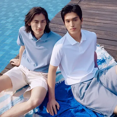 【商场同款】红豆冰感 polo凉感短袖T恤男抗皱0压清爽速干保罗衫图片