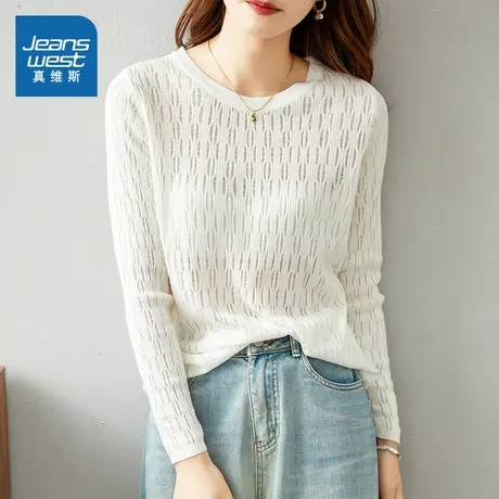 YD真维斯女装上衣2025春季新款 简约女款亲肤通勤休闲女士针织衫商品大图