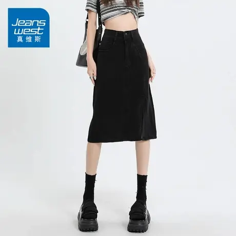 KZ真维斯高腰牛仔半身裙子女A字显瘦梨形身材遮肉春秋季2025新款商品大图