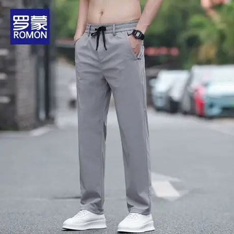 罗蒙休闲裤男士夏薄款2025新款宽松冰丝男裤弹力直筒运动长裤男款图片