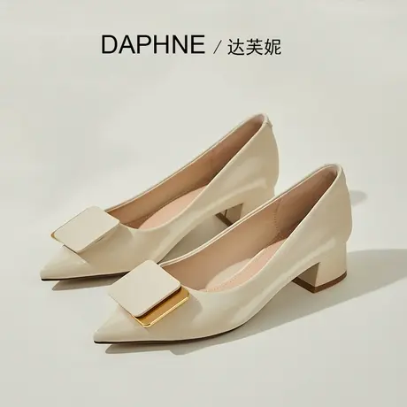 Daphne达芙妮 奶系穿搭夏天裙子~时尚百搭工作鞋粗跟尖头高跟鞋女商品大图