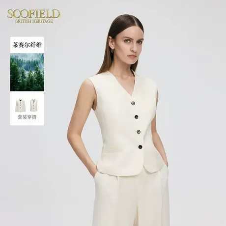 【莱赛尔+亚麻】Scofield女装老钱风V领马甲淡人穿搭2025夏季新品商品大图