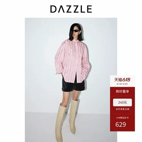 DAZZLE地素奥莱 裤春秋女装摩登丝绒高腰短裤图片