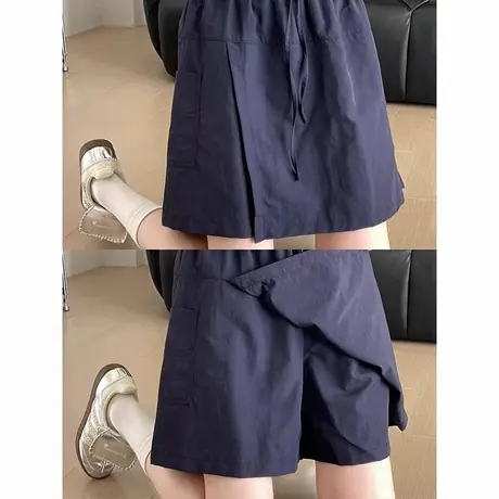 藏青色山本工装裙裤女夏季薄高腰a字宽松小个子速干外穿运动短裤商品大图