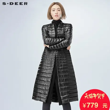 【商场同款】s.deer圣迪奥商务休闲中长款修身羽绒服S16482477商品大图