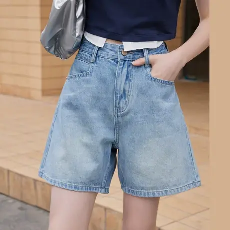a02休闲直筒辣妹风百搭短裤夏季经典款高腰显腿长女式牛仔裤商品大图