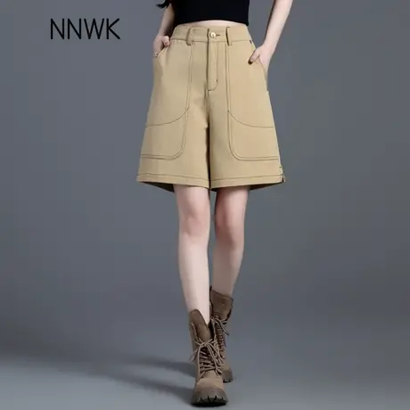 工装休闲短裤女夏季2025新款爆款小个子设计感小众卡其色四五分裤商品大图