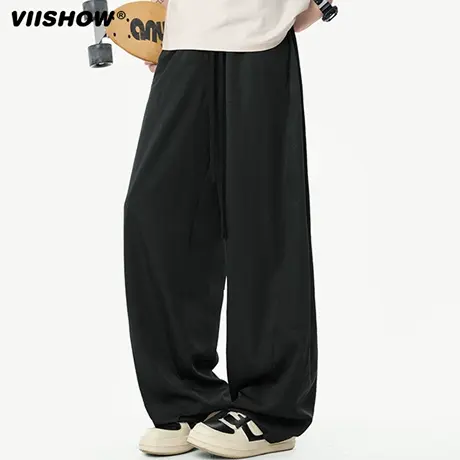 VIISHOW休闲裤男士2025秋款新季潮垂坠感弯刀西裤直筒百搭运动裤商品大图