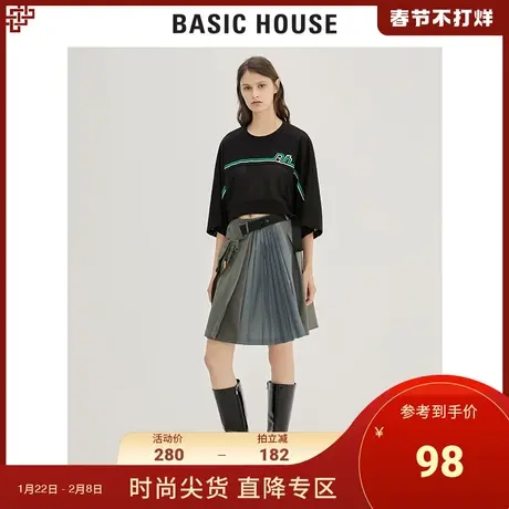 Basic House/百家好秋款廓形韩版运动网眼T恤女HUTS521E商品大图