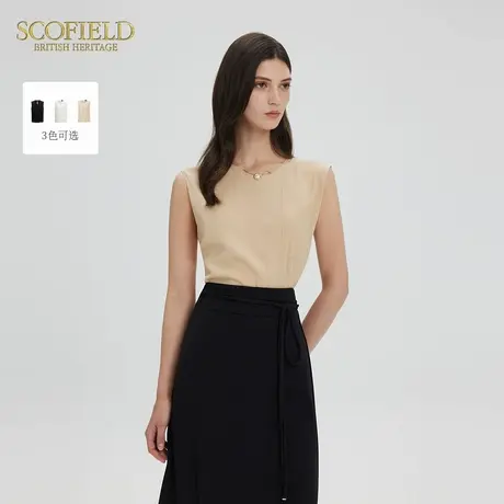 Scofield女装静奢都市风无袖衬衫不对称褶皱衬衣2025夏季新款商品大图